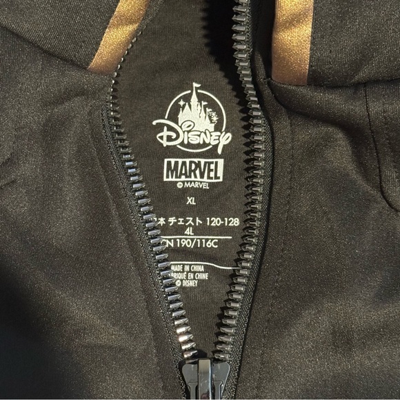 Disney Marvel Avengers Endgame Hawkeye Ronin Jacket Black Gold Zip Hooded XL - Picture 3 of 5